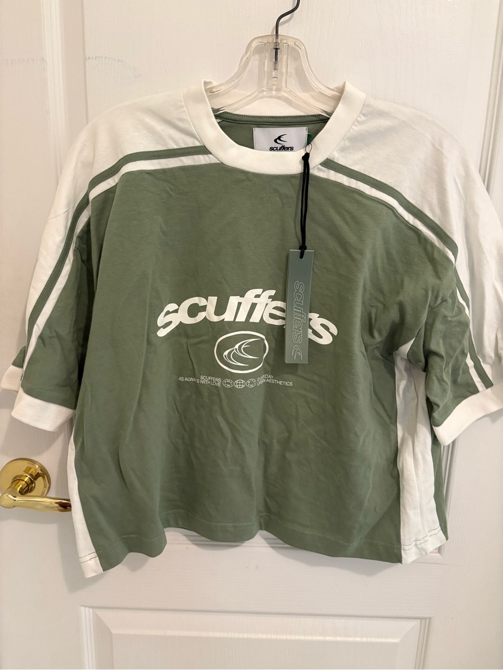 Olive Green & White Graphic Tee